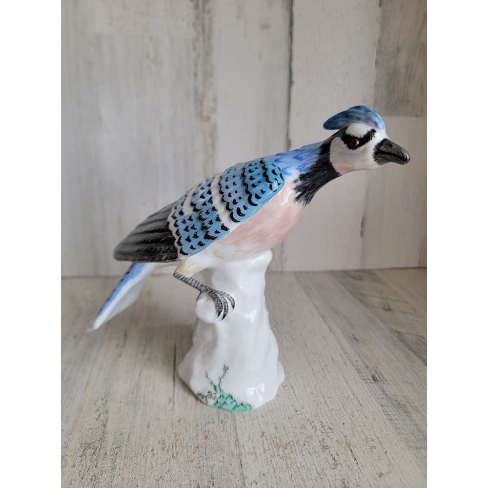 Staffordshire England blue jay vintage bird art unique home decor figure